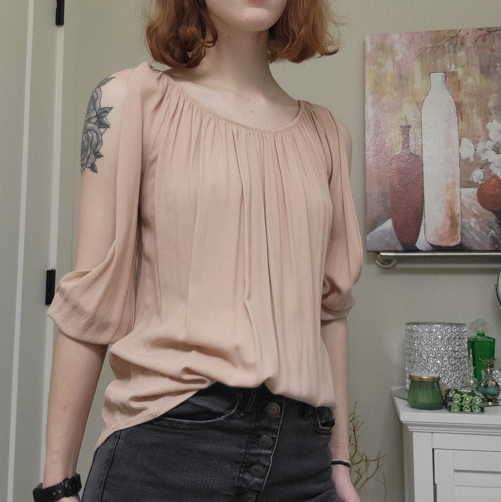 NWOT Don't Ask Why Split Sleeve Light Pink Blouse